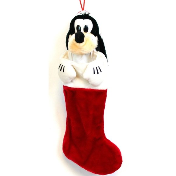 VTG Disney World Christmas Stocking Goofy 3D Plush Santa Hat Mickey Mouse Paws - Picture 1 of 6